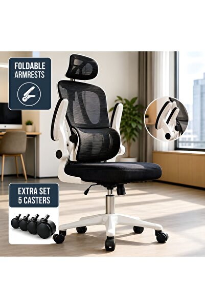 Kdhome Scaun De Birou Directorial Ergonex, Cotiere Rabatabile, 2 Seturi Roti ...