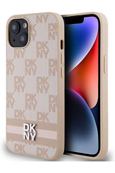 Dkny Θήκη από δερματίνη με καρό σχέδιο και ρίγες για iPhone 13, Ροζ. Κωδικός:...