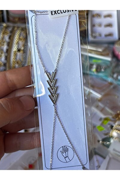 MODA Stylish Arrow Patterned Silver Chain Şahmeran