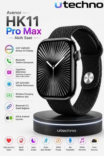 utechno Avenor HK11 Pro Max Akıllı Saat | AMOLED Ekran, Bluetooth Arama, Tüm ...