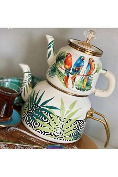 Yıldızan Nzr Beautestore Parrot Patterned Coated Teapot Set 2026 1103473