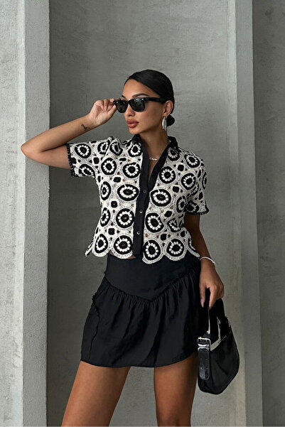 VERYMODA قميص دانتيل - أسود خام |   D2736