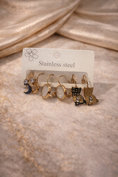Bozhi Earrings Steel Gold Sparkling Style