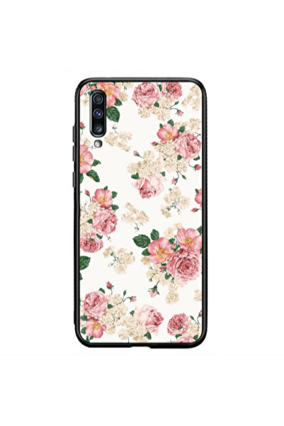 Other Samsung A70 Pink Flowers 2 Black Glossy Θήκη