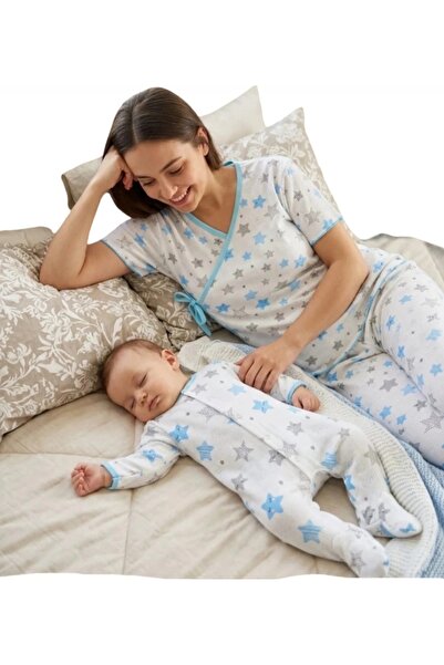 BEGONYA BEBECE KIDS Maternity Set Mother and Baby Pajama Set Short-Sleeved Ne...