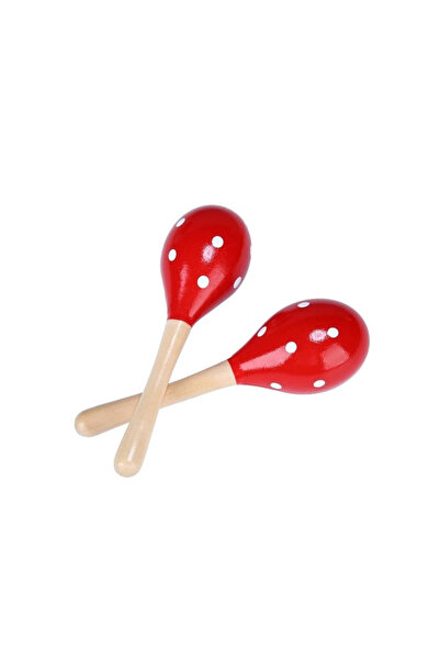 emc onshop Set de 2 maracas Bino, instrumente de rumba, din lemn, roșu/alb, 2...