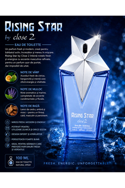 close 2 Parfum Barbati Rising Star 100ML, Aroma Fresh Versatila pentru Utiliz...