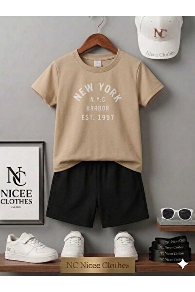 NC Nicee Clothes Summer Children's T-Shirt Shorts Unisex (White Newyork 1997 ...