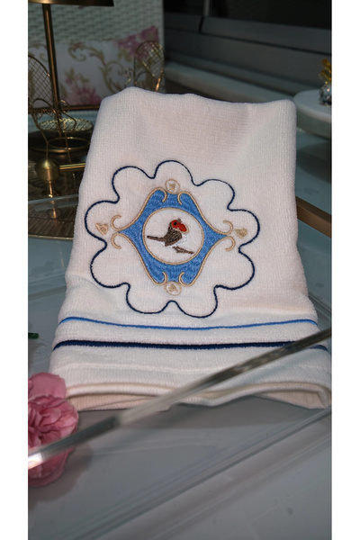Agbtrend Mavi Pip Studio Love Birds Serisi Uyumlu Saf Pamuk Kadife El Havlusu...