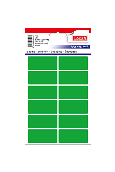 Tanex ETICHETE 23*50MM CU COLȚURI ROTUNJITE VERDE 60/SET