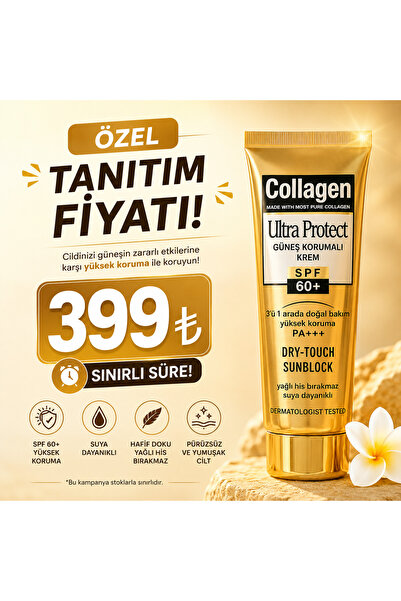 Arenist Collagen Ultra Protect SPF 60+ Güneş Korumalı Krem PA+++ Dry Touch Su...