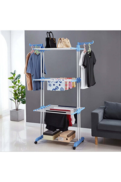 CASA JOY Uscător de rufe 165.5x75x52 cm cu 3 niveluri metalice, capacitate de...