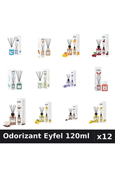 Eyfel Set 12 Odorizante Camera cu Betisoare - 12 Arome Asortate, 120ml