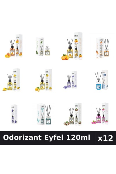Eyfel Set 12 Odorizante Camera cu Betisoare - 12 Arome Asortate, 120ml