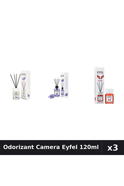 Eyfel Set 3 Odorizant Camera cu Betisoare - Lavanda, Orhidee, Red Dragon 120ml
