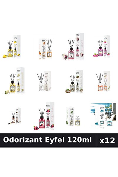 Eyfel Set 12 Odorizante Camera cu Betisoare - 12 Arome Asortate, 120ml