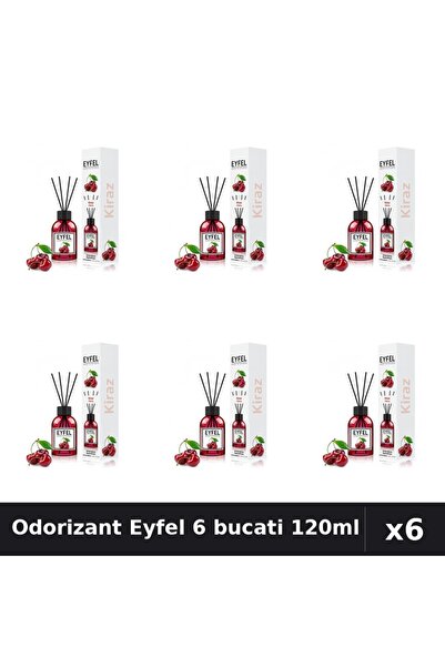 Eyfel Set 6 Odorizant Camera cu Betisoare - Aroma Cirese, Parfum Intens 120ml