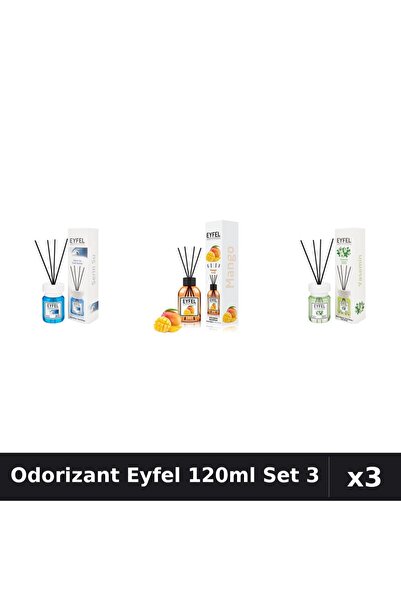 Eyfel Set 3 Odorizante Camera cu Betisoare 120ml - Cool Water, Mango, Iasomie