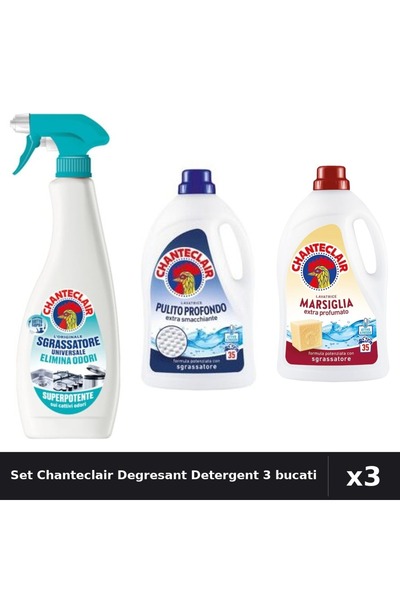 Chanteclair Set 3 Degresant și Detergent 600ml 1575ml - Anti-Miros, Marsilia,...