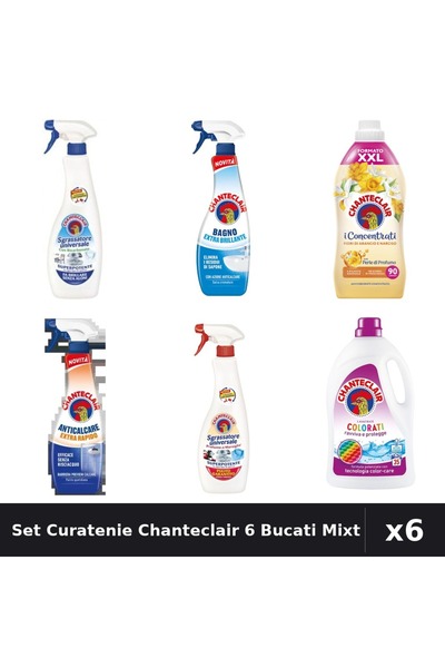 Chanteclair Set 6 Curatenie - Degresant, Detergent, Balsam 600-1800ml - 6 Arome