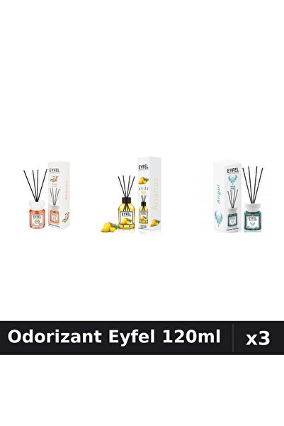Eyfel Top Bottom Set of 3 Room Air Fresheners with Sticks - Acacia, Pineapple...