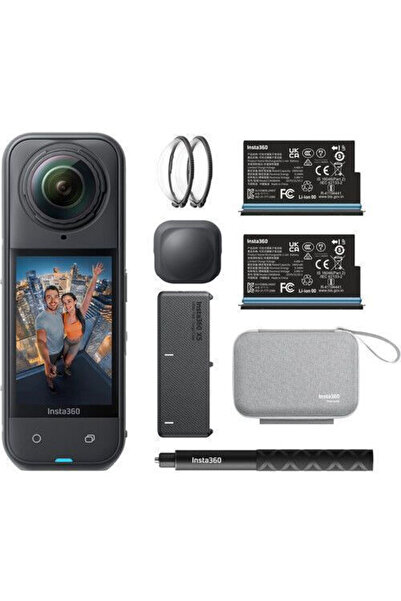 Insta360 x5 Κάμερα Δράσης 8K Πακέτο Essentials με Οθόνη και Wi-Fi Μαύρο
