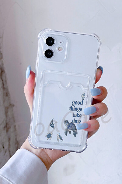 DoaCase iPhone 12 Uyumlu Kartlıklı Şeffaf Kılıf Köşe ve Kamera Korumalı Darbe...