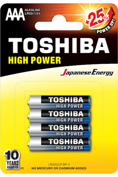 Toshiba Υψηλής Ισχύος Αλκαλικές Μπαταρίες AAA 1.5V 4 τεμάχια