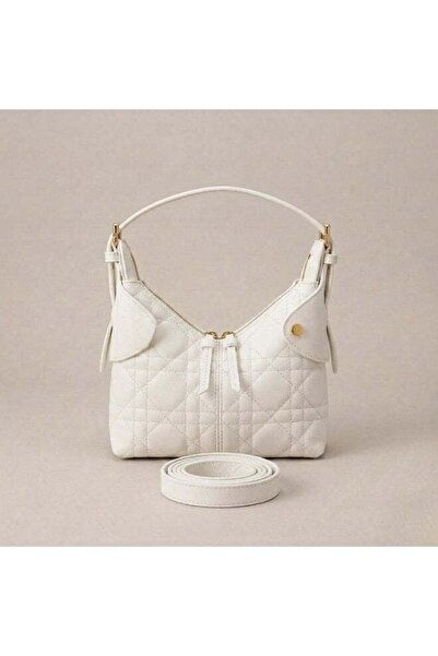 Generic Elegant Quilted Leather Hobo Shoulder Bag with Adjustable Strap & Det...