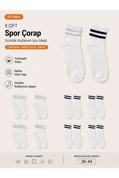hür socks 12 çift unisex beyaz kolej çorap