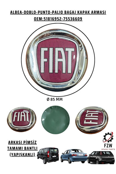 FZW FIAT DOBLO (DB) 2001-2009/PALIO (PO) 2006>/ALBEA SOLE/PUNTO BAGAJ ARMASI BORDO Ø 85mm ÇAP (LOGO)