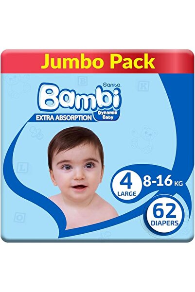 Sanita Bambi Large baby diapers size 4 suitable for weight 8-16 kg, jumbo pac...