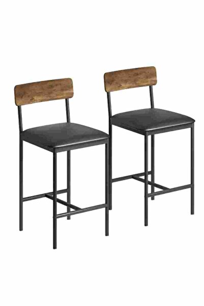 Garvee Retro Bar Stools Set of 2, High Top Bar Chairs with Footrest, PU Leath...