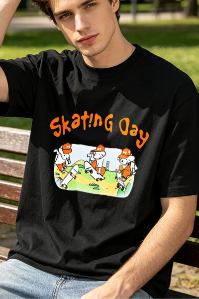 Fleck Casual Style T Shirts For Men Skateboarding Cartoon Design Personalized...