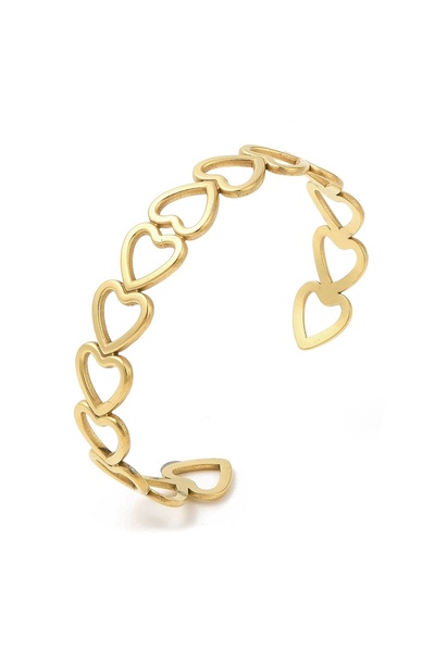 OEM Brățară cuff cu zale și inimă, placată cu aur 18K