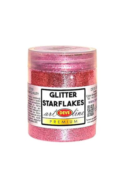Deve Sclipici fulgi de stea metalici, DEVE, 50g, sclipici roz pentru rășină e...