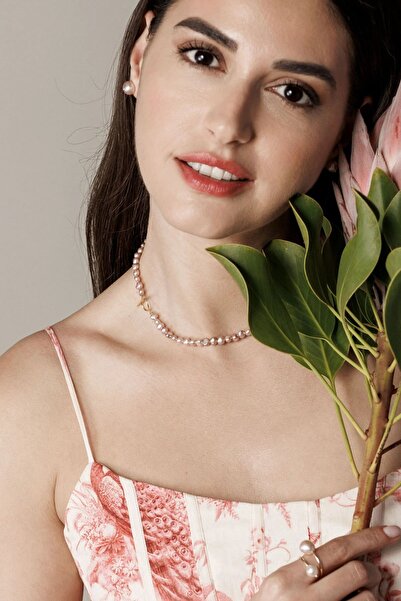 Lisa&Co. Colier Argint Odette Pink Pearls Argint placat cu rodiu / Perle de a...