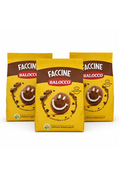 Balocco Set of 3 x Faccine Biscuits, 700 g/piece, cocoa and chocolate biscuit...