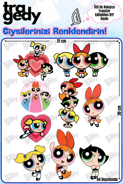 TRAGEDY A4 Size Iron-On Transfer for Fabric - Powerpuff Girls -1 Design Dtf P...