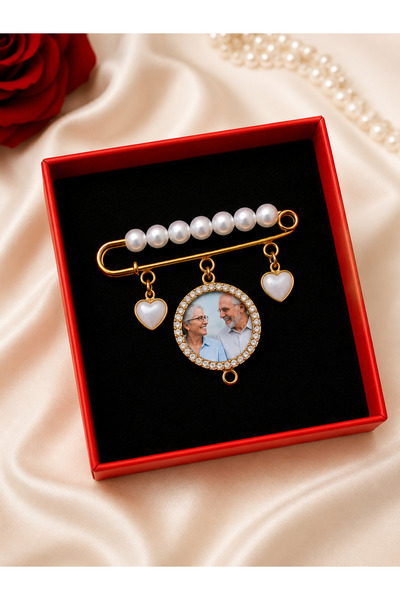 enyessaccessory Kişiye Özel 1 Fotoğraflı İncili Hatıra Çengeli -Anı Çengeli