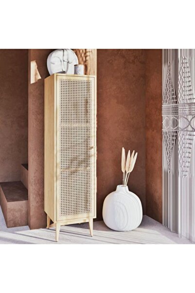 WoodenDecoration01 Aren Bohem Rattan Çok Amaçlı Masif Ahşap Dolap