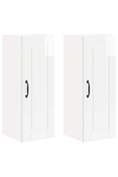 vidaxl Dulap de bucătărie cu raft 2 pcs Alb lucios 30 x 31 x 80 cm