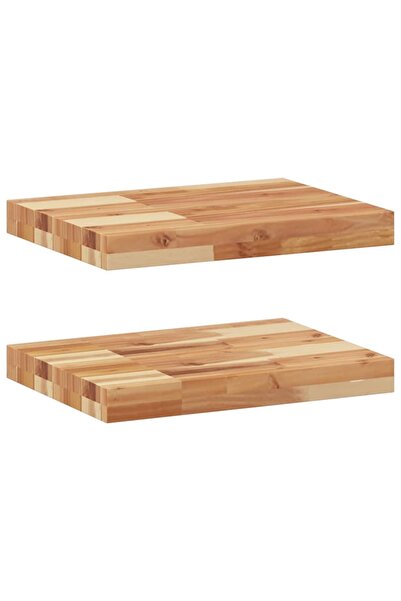 vidaxl Rafturi suspendate 2 buc. 40x30x4 cm lemn masiv acacia netratat