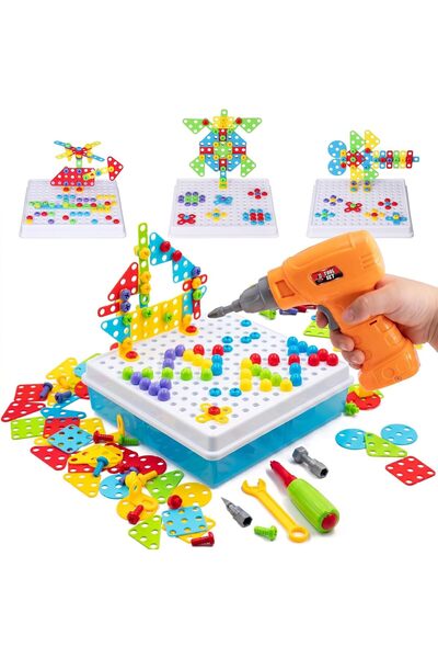 Arabest 192-Piece Creative Electric Drill Puzzle,STEM Mosaic Design Building ...
