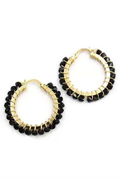 Marsilyan Nvdn- Ieg - Crystal Bead Hoop Earrings - Black Iegrs-Nvdn1
