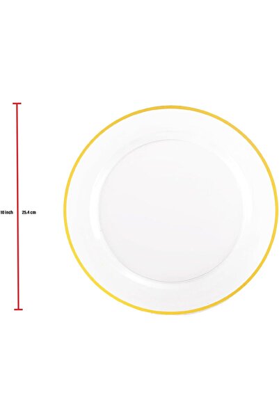 Sunny Your Bright choice Disposable Clear Plastic Plates Premium Gold Rim Fancy Festive Party Set, 10 Pieces (Gold)