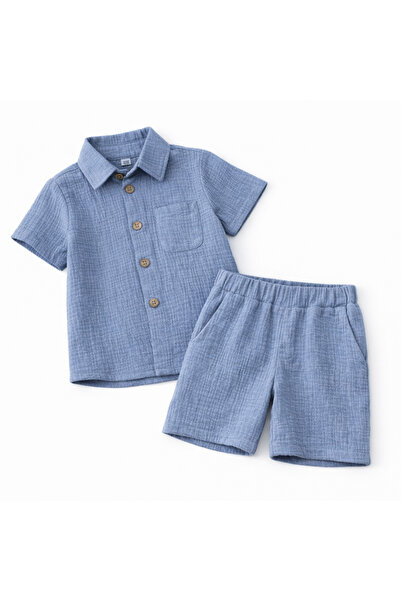 Nolis Set camasa cu pantaloni scurti din muselina pentru baieti.