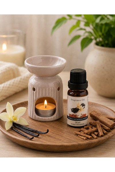 HOME AURAA Elixer Oil Burner set Oil Burner & Fragrance Oil - Vanilla & Sanda...