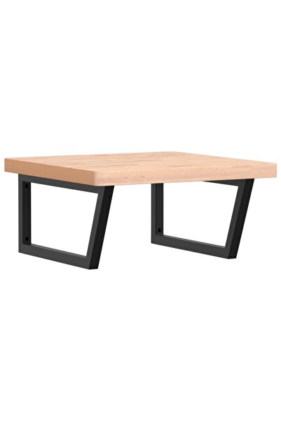 vidaxl Wall-mounted washbasin shelf, steel and solid beech wood