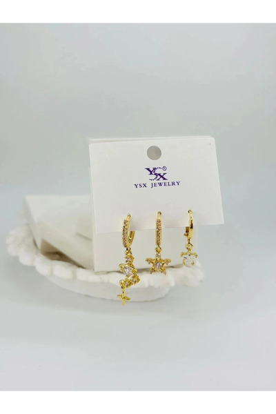 Marsilyan Nvdn- Ieg - Star Detailed Triple Combination Earrings Iegrs-Nvdn1